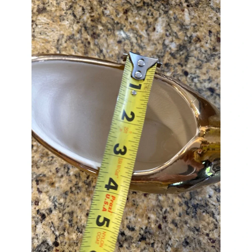 Vintage Gold Ceramic Swan Gravy Boat‎ Sauce Pitcher Hollywood Regency 8 Inch